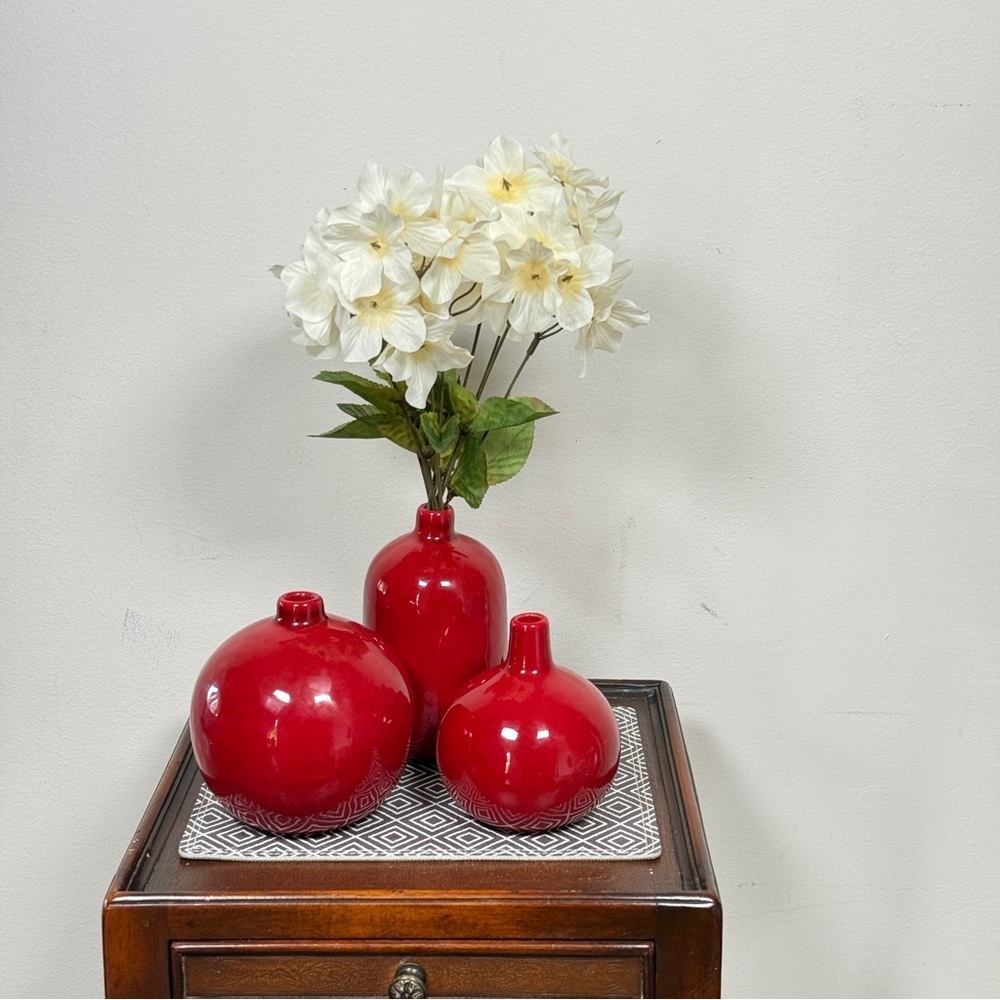 Crate&Barrel Red Vase Accents